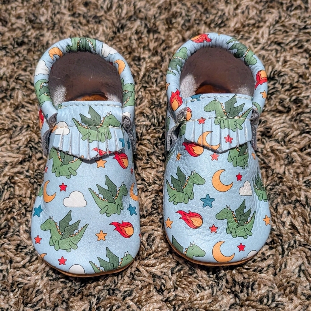 Freshly Picked Rare Dragon Print Kids Moccasins